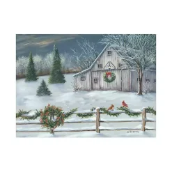 Christmas Art & Wall Decor>Kirklands Home Winter Christmas Barn Canvas Art Print, 40x30 in.