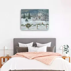 Christmas Art & Wall Decor>Kirklands Home Winter Christmas Barn Canvas Art Print, 40x30 in.