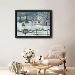 Christmas Art & Wall Decor>Kirklands Home Winter Christmas Barn Framed Canvas Art Print