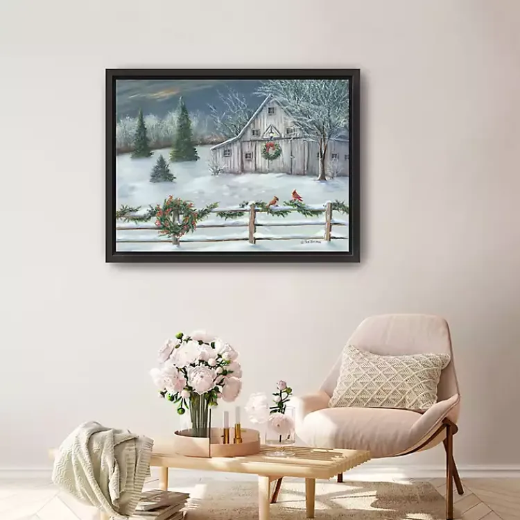 Christmas Art & Wall Decor>Kirklands Home Winter Christmas Barn Framed Canvas Art Print