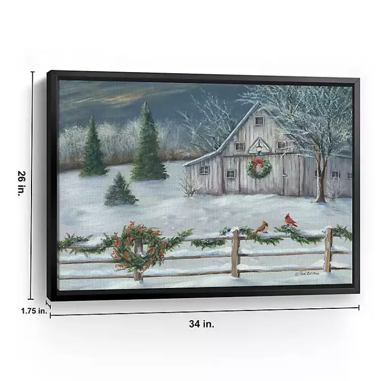 Christmas Art & Wall Decor>Kirklands Home Winter Christmas Barn Framed Canvas Art Print