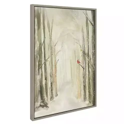 Kirklands Home Winter Forest Landscape Framed Canvas Art Print White Outlet