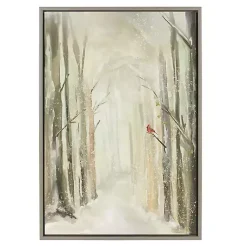 Kirklands Home Winter Forest Landscape Framed Canvas Art Print White Outlet