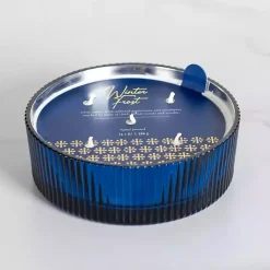 Candles>Kirklands Home Winter Frost Ribbed Dish Jar Candle Blue