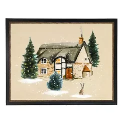 Christmas Art & Wall Decor>Kirklands Home Winter Home Scene II Framed Art Print Tan