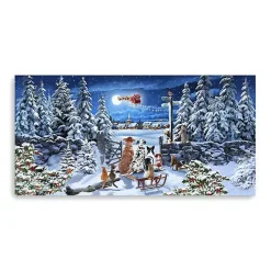 Christmas Art & Wall Decor>Kirklands Home Winter Pets Watching Santa Canvas Art Print