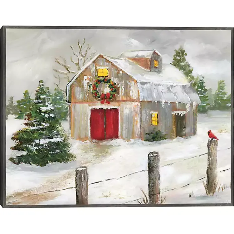 Christmas Decorations>Kirklands Home Winter Red Door Barn Framed Art Print Multi