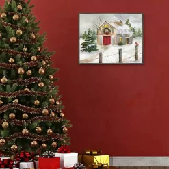 Christmas Decorations>Kirklands Home Winter Red Door Barn Framed Art Print Multi