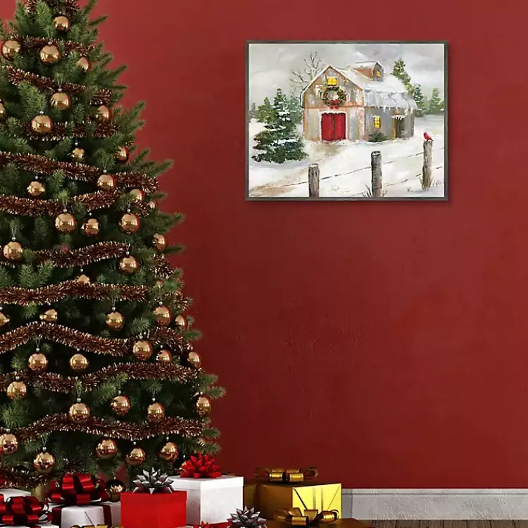 Christmas Decorations>Kirklands Home Winter Red Door Barn Framed Art Print Multi