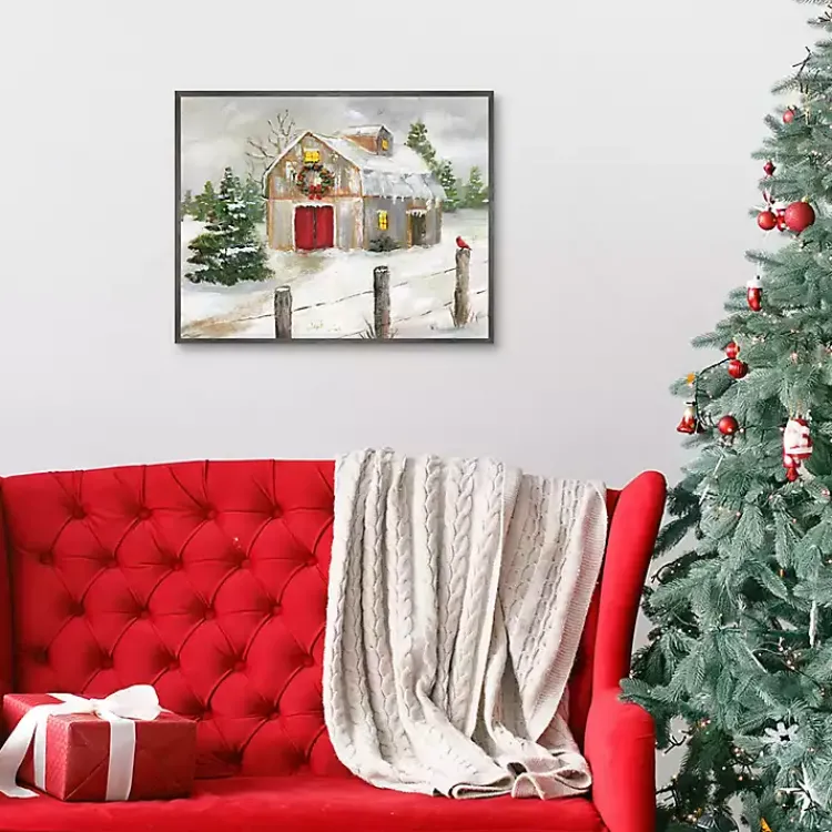 Christmas Decorations>Kirklands Home Winter Red Door Barn Framed Art Print Multi