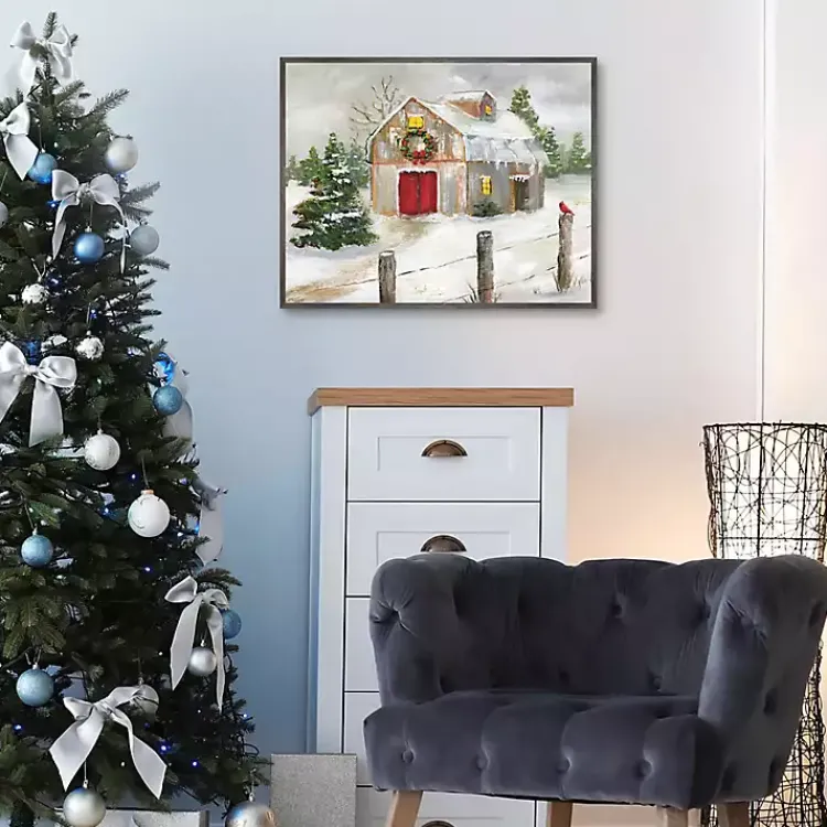 Christmas Decorations>Kirklands Home Winter Red Door Barn Framed Art Print Multi