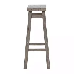 Kirklands Home Wire Brushed Saddle Wood Bar Stool Gray Clearance