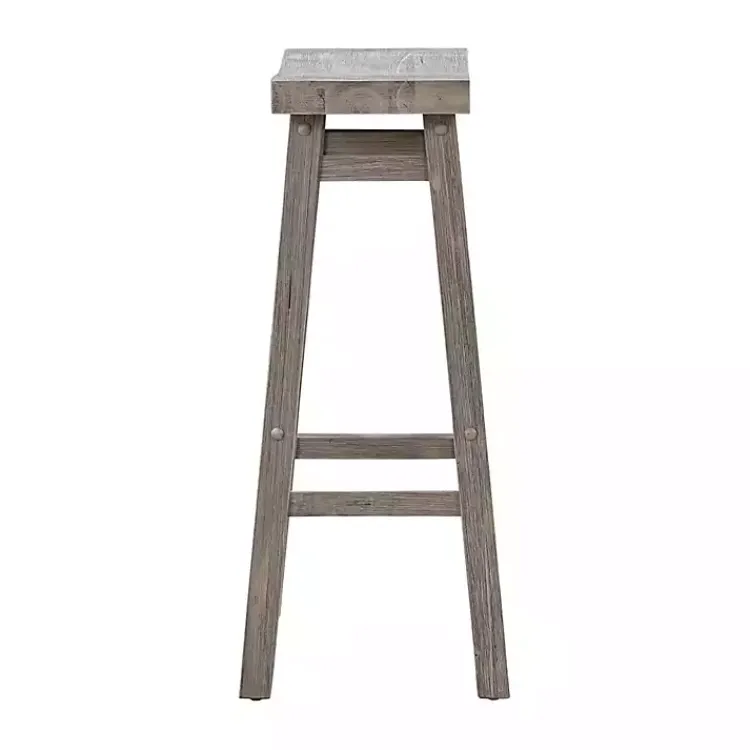 Kirklands Home Wire Brushed Saddle Wood Bar Stool Gray Clearance