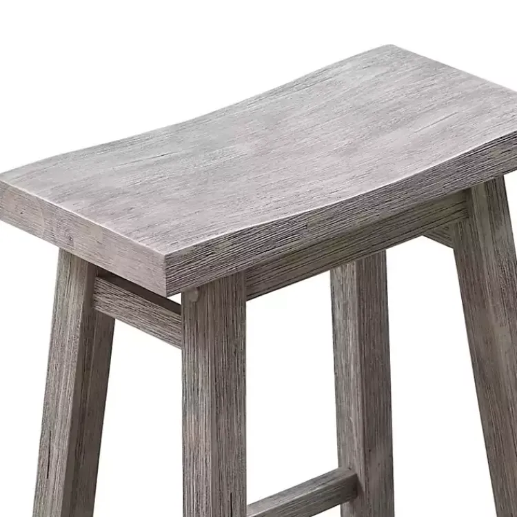 Kirklands Home Wire Brushed Saddle Wood Bar Stool Gray Clearance