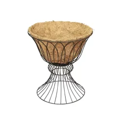 Kirklands Home Wire Hourglass Planter with Coco Mat Liner Black Clearance