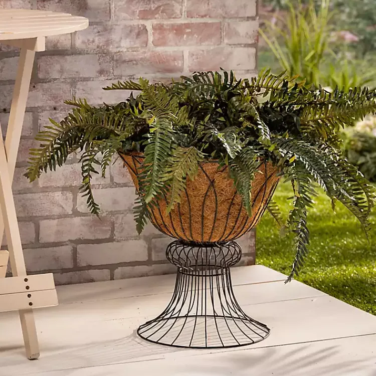 Kirklands Home Wire Hourglass Planter with Coco Mat Liner Black Clearance
