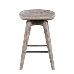 Kirklands Home Wirebrushed Barnwood Swivel Counter Stool New