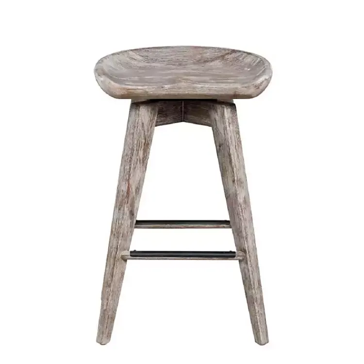 Kirklands Home Wirebrushed Barnwood Swivel Counter Stool New