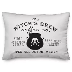 Halloween>Kirklands Home Witch's Brew Coffee Co Halloween Pillow White