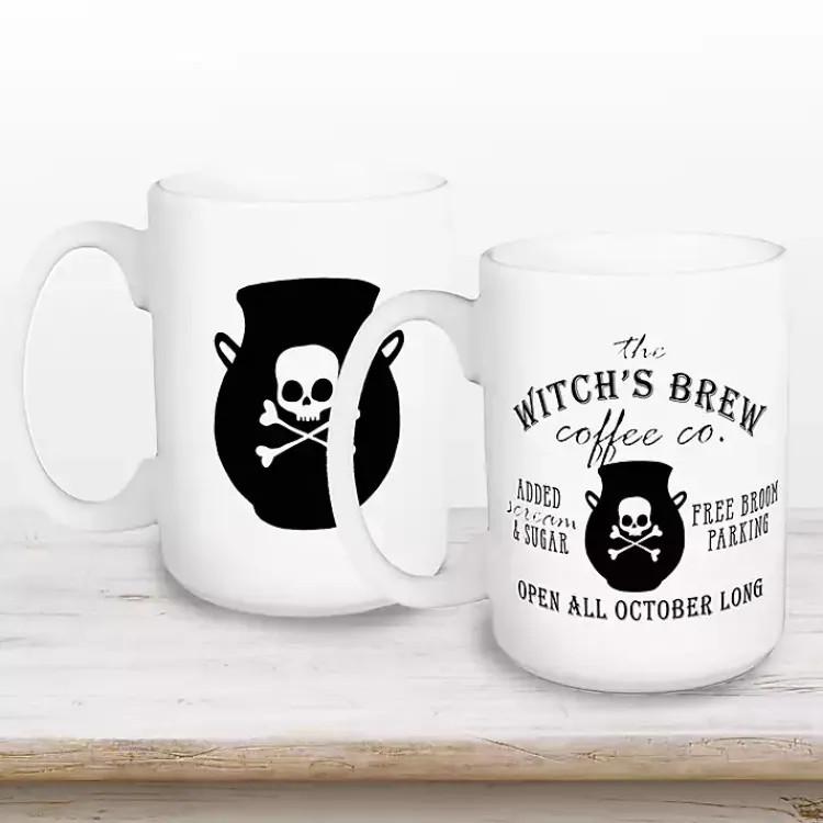 Halloween>Kirklands Home Witch's Brew Coffee Co 2-pc. Halloween Mug Set White