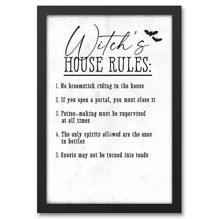 Halloween>Kirklands Home Witch's House Rules Halloween Wall Plaque White