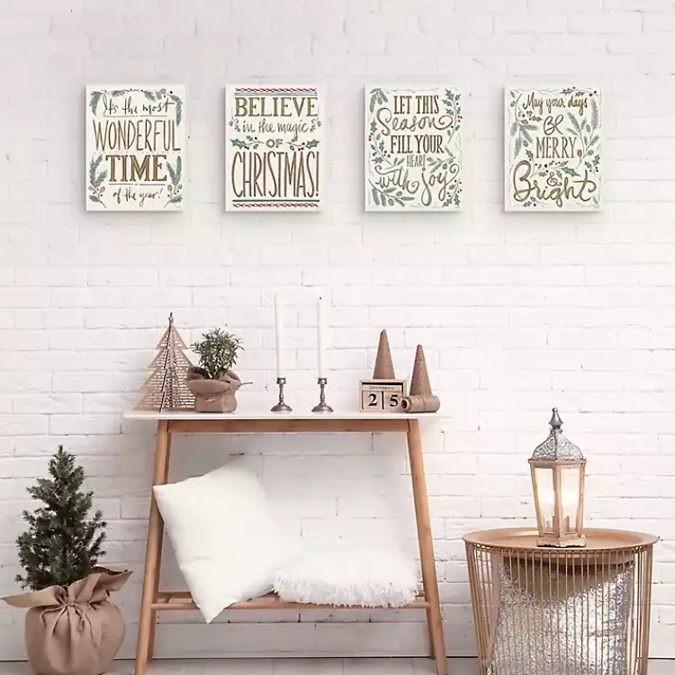 Christmas Art & Wall Decor>Kirklands Home Wonderful Christmas Canvas Art Prints, Set of 4