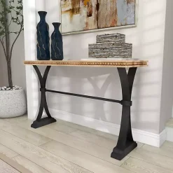 Kirklands Home Wood & Metal Trestle Base Console Table Best