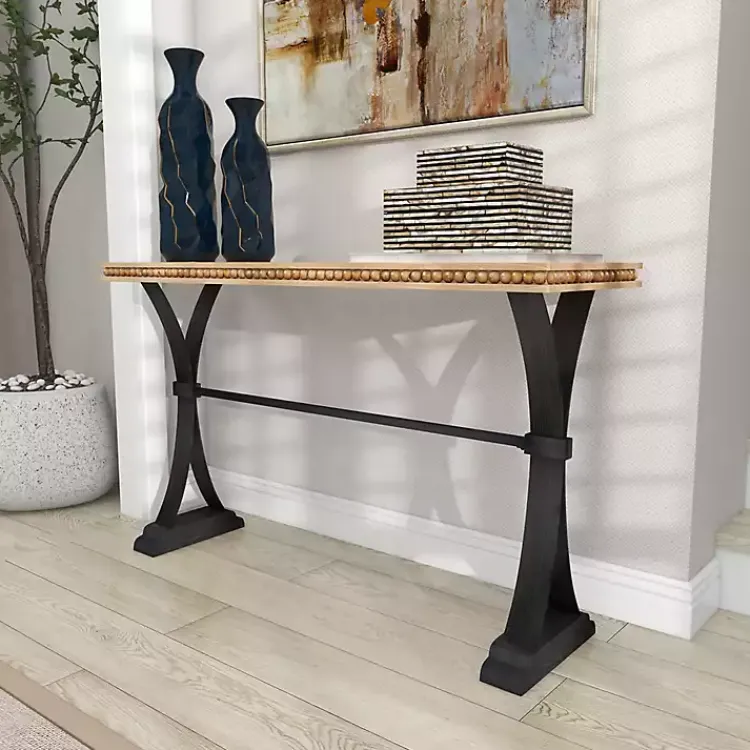 Kirklands Home Wood & Metal Trestle Base Console Table Best