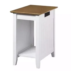 Kirklands Home Wood & Two-Tone Charging Open Accent Table White Best