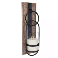 Sconces>Kirklands Home Wood and Black Metal Geometric Sconce