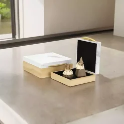 Baskets & Boxes>Kirklands Home Wood and Faux Marble Square Boxes, Set of 2