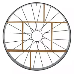 Kirklands Home Wood and Iron Bicycle Wheel Shelf Hot