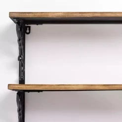 Kirklands Home Wood and Iron Scroll 3-Tier Wall Shelf Discount
