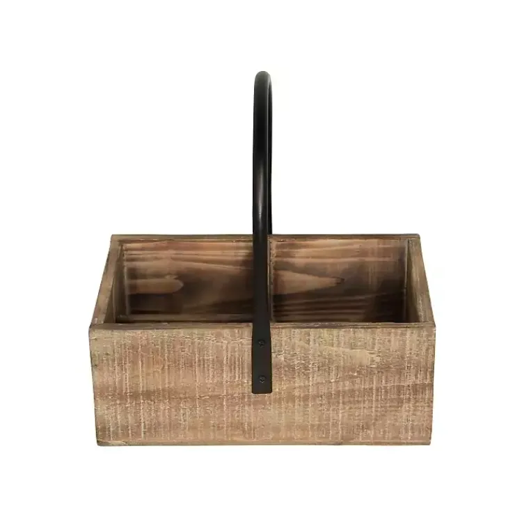 Decorative Accents>Kirklands Home Wood and Metal Center Handle 3-Compartment Caddy Tan