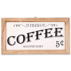 Kirklands Home Wood and Metal Coffee Framed Plaque White Sale