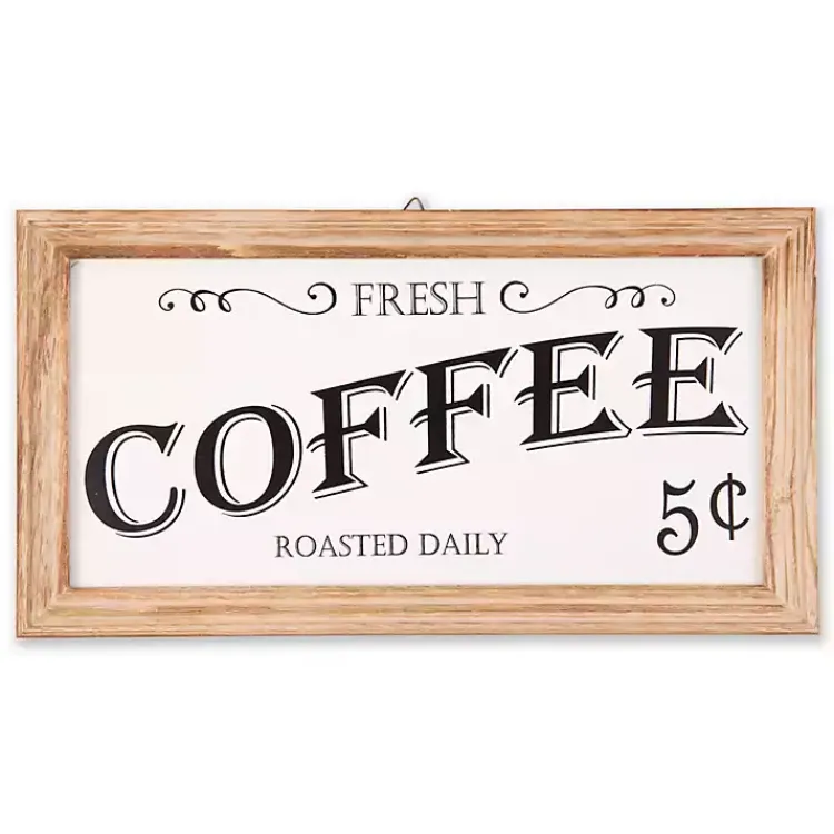 Kirklands Home Wood and Metal Coffee Framed Plaque White Sale