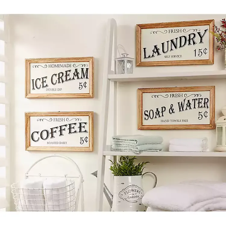 Kirklands Home Wood and Metal Coffee Framed Plaque White Sale