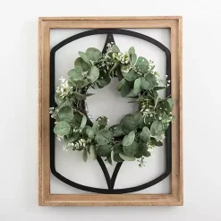 Kirklands Home Wood and Metal Framed Wreath Wall Plaque Hot