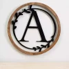 Kirklands Home Wood and Metal Laurel Monogram A Plaque Clearance