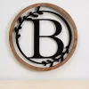 Kirklands Home Wood and Metal Laurel Monogram B Plaque Best