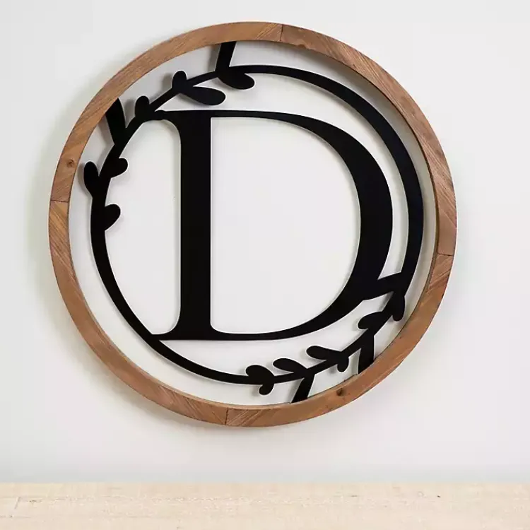 Kirklands Home Wood and Metal Laurel Monogram D Plaque Outlet