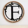 Kirklands Home Wood and Metal Laurel Monogram F Plaque