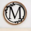Kirklands Home Wood and Metal Laurel Monogram M Plaque Best