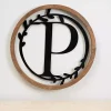 Kirklands Home Wood and Metal Laurel Monogram P Plaque Best