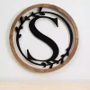 Kirklands Home Wood and Metal Laurel Monogram S Plaque Discount