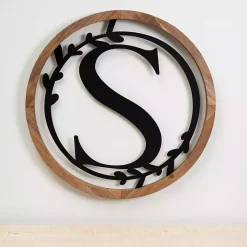 Kirklands Home Wood and Metal Laurel Monogram S Plaque Discount