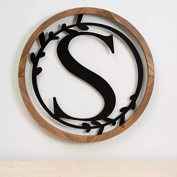 Kirklands Home Wood and Metal Laurel Monogram S Plaque Discount
