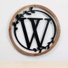 Kirklands Home Wood and Metal Laurel Monogram W Plaque New