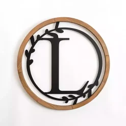 Kirklands Home Wood and Metal Laurel Monogram L Plaque Discount