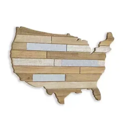 Kirklands Home Wood and Metal Plank USA Map Wall Plaque Hot